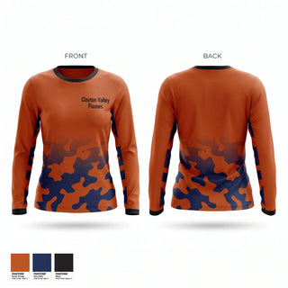 Long Sleeve Performance Shirt, Clayton Valley Flames, Softball, Teamtime, Team time, sublimation, custom sports apparel, team uniforms, spirit wear, spiritwear, sports uniforms, custom shirts, team store, custom team store, fundraiser sports, apparel fundraiser