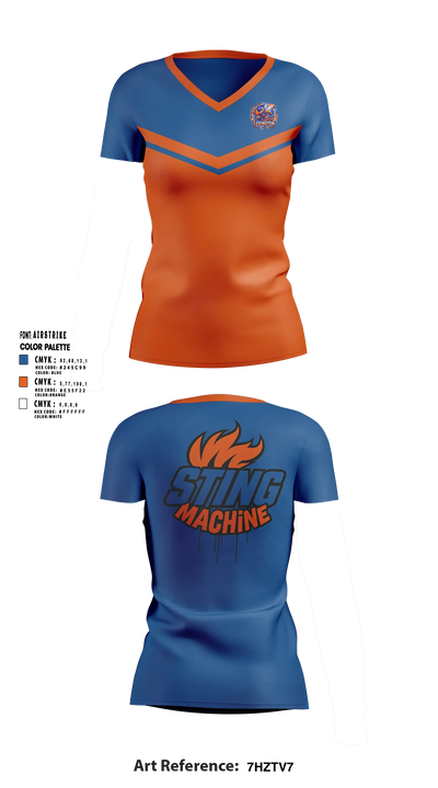 Sting Machine Women's Short Sleeve V-neck Shirt - 5