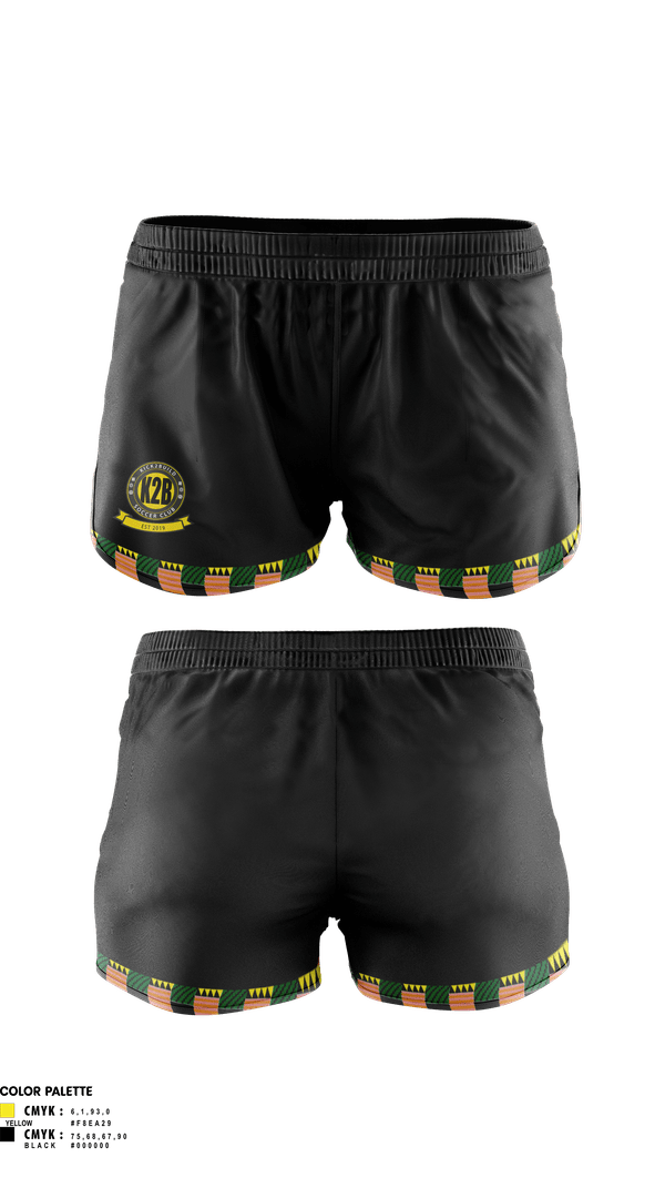 Womens Soccer Shorts, Kick 2 Build Soccer Club, Men's Soccer, Teamtime, Team time, sublimation, custom sports apparel, team uniforms, spirit wear, spiritwear, sports uniforms, custom shirts, team store, custom team store, fundraiser sports, apparel fundraiser