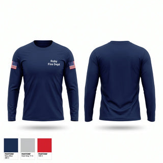Long Sleeve Performance Shirt, Roby Fire Dept, Fire Department, Teamtime, Team time, sublimation, custom sports apparel, team uniforms, spirit wear, spiritwear, sports uniforms, custom shirts, team store, custom team store, fundraiser sports, apparel fundraiser