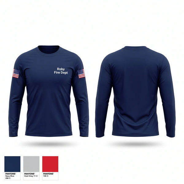 Long Sleeve Performance Shirt, Roby Fire Dept, Fire Department, Teamtime, Team time, sublimation, custom sports apparel, team uniforms, spirit wear, spiritwear, sports uniforms, custom shirts, team store, custom team store, fundraiser sports, apparel fundraiser