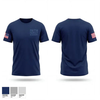 Old School Cotton Feel Shirt, Faith Family Academy, Navy, Teamtime, Team time, sublimation, custom sports apparel, team uniforms, spirit wear, spiritwear, sports uniforms, custom shirts, team store, custom team store, fundraiser sports, apparel fundraiser