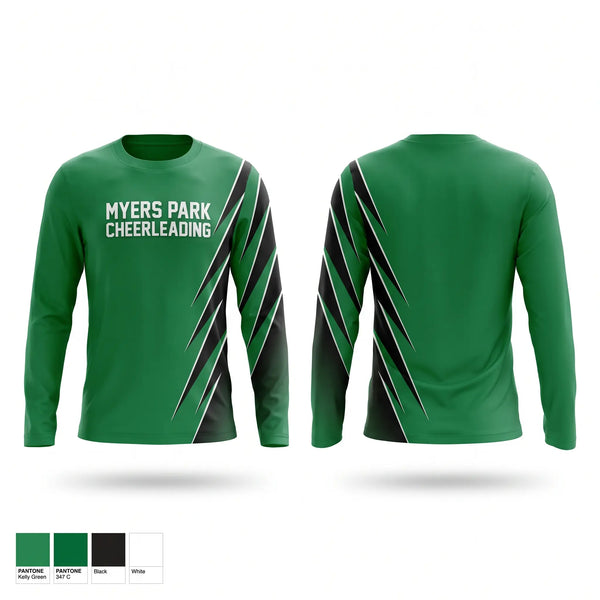 Long Sleeve Performance Shirt, Myers Park Cheerleading, Cheer, Teamtime, Team time, sublimation, custom sports apparel, team uniforms, spirit wear, spiritwear, sports uniforms, custom shirts, team store, custom team store, fundraiser sports, apparel fundraiser