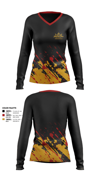 Womens Long Sleeve Vneck Shirt, Alpha One Immortals, Softball, Teamtime, Team time, sublimation, custom sports apparel, team uniforms, spirit wear, spiritwear, sports uniforms, custom shirts, team store, custom team store, fundraiser sports, apparel fundraiser