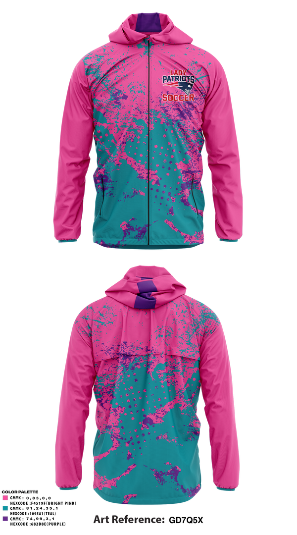 Windbreaker, Madison Middle Lady Patriots Soccer, Women's Soccer, Teamtime, Team time, sublimation, custom sports apparel, team uniforms, spirit wear, spiritwear, sports uniforms, custom shirts, team store, custom team store, fundraiser sports, apparel fundraiser