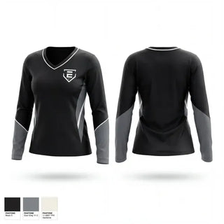 Womens Long Sleeve Vneck Shirt, Elite Umpires, Baseball, Teamtime, Team time, sublimation, custom sports apparel, team uniforms, spirit wear, spiritwear, sports uniforms, custom shirts, team store, custom team store, fundraiser sports, apparel fundraiser