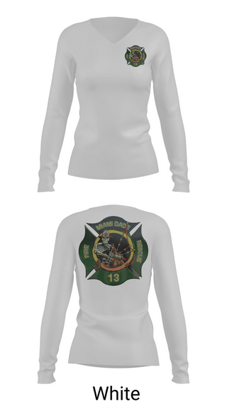 Womens Long Sleeve Vneck Shirt, Miami Dade Fire Rescue, Fire Department, Teamtime, Team time, sublimation, custom sports apparel, team uniforms, spirit wear, spiritwear, sports uniforms, custom shirts, team store, custom team store, fundraiser sports, apparel fundraiser