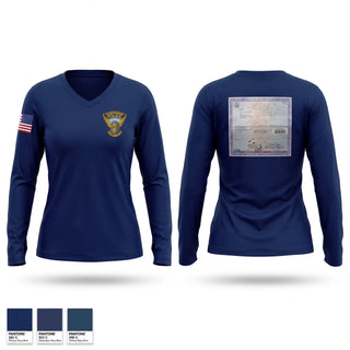 Womens Long Sleeve Vneck Shirt, Hawthorne Police Department, Police, Teamtime, Team time, sublimation, custom sports apparel, team uniforms, spirit wear, spiritwear, sports uniforms, custom shirts, team store, custom team store, fundraiser sports, apparel fundraiser