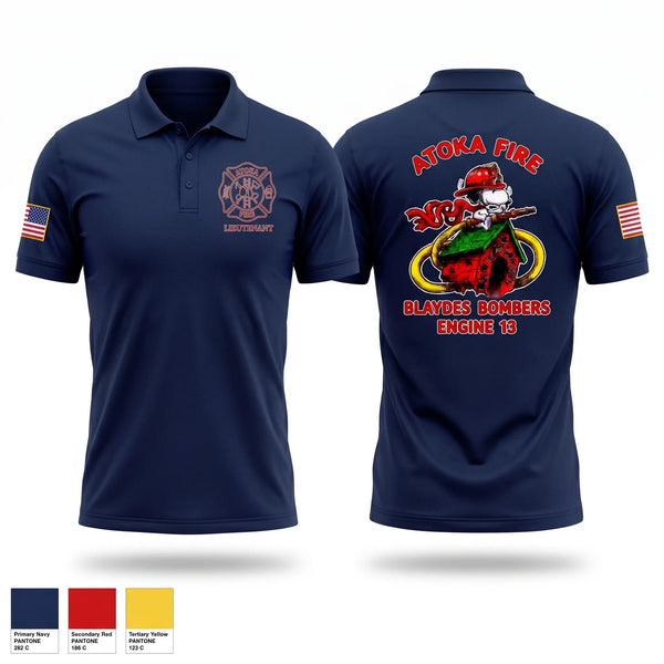 Short Sleeve Performance Polo, Atoka Fire, Fire Department, Teamtime, Team time, sublimation, custom sports apparel, team uniforms, spirit wear, spiritwear, sports uniforms, custom shirts, team store, custom team store, fundraiser sports, apparel fundraiser