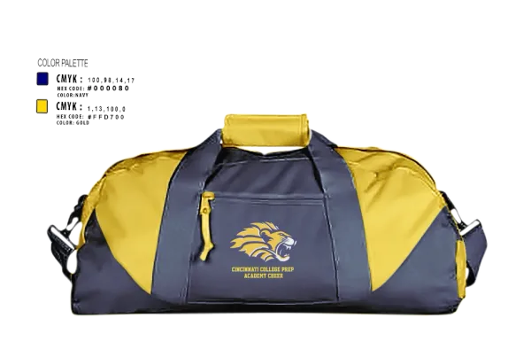 Duffle Bag, Cincinnati College Prep Academy Cheer, Cheer, Teamtime, Team time, sublimation, custom sports apparel, team uniforms, spirit wear, spiritwear, sports uniforms, custom shirts, team store, custom team store, fundraiser sports, apparel fundraiser
