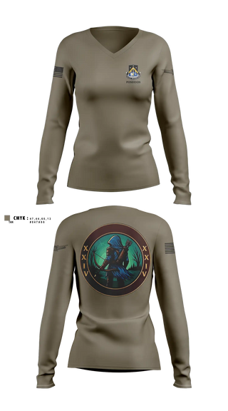 Womens Long Sleeve Vneck Shirt, 24TH MDSB, Army, Teamtime, Team time, sublimation, custom sports apparel, team uniforms, spirit wear, spiritwear, sports uniforms, custom shirts, team store, custom team store, fundraiser sports, apparel fundraiser