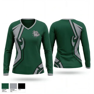 Womens Long Sleeve Vneck Shirt, Monrovia Bulldogs, Police, Teamtime, Team time, sublimation, custom sports apparel, team uniforms, spirit wear, spiritwear, sports uniforms, custom shirts, team store, custom team store, fundraiser sports, apparel fundraiser