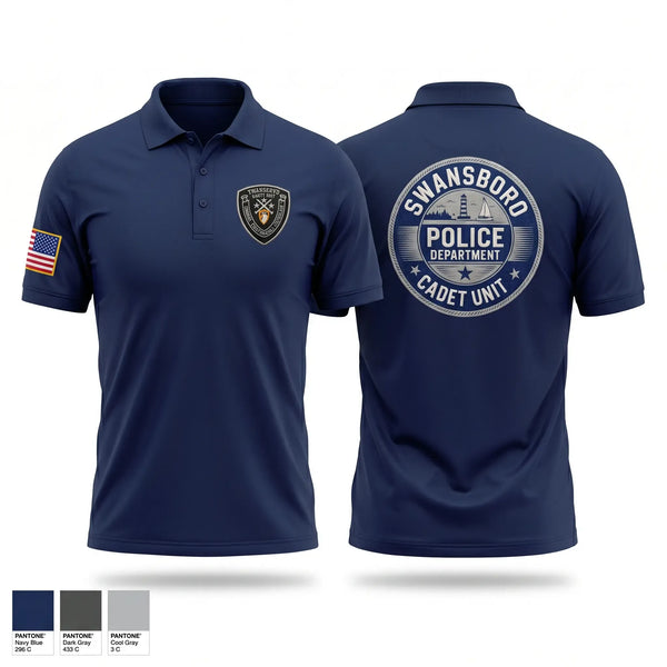 Short Sleeve Performance Polo, Swansboro police cadets, Police, Teamtime, Team time, sublimation, custom sports apparel, team uniforms, spirit wear, spiritwear, sports uniforms, custom shirts, team store, custom team store, fundraiser sports, apparel fundraiser