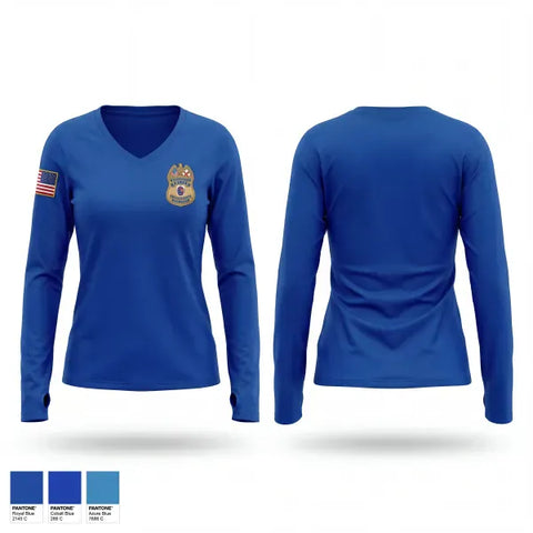 Womens Long Sleeve Vneck Shirt, Prince George's County Police, Police, Teamtime, Team time, sublimation, custom sports apparel, team uniforms, spirit wear, spiritwear, sports uniforms, custom shirts, team store, custom team store, fundraiser sports, apparel fundraiser