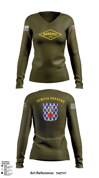 Womens Long Sleeve Vneck Shirt, 2-16 rangers, Army, Teamtime, Team time, sublimation, custom sports apparel, team uniforms, spirit wear, spiritwear, sports uniforms, custom shirts, team store, custom team store, fundraiser sports, apparel fundraiser