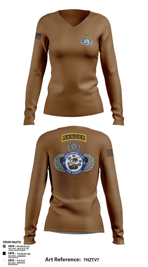 Womens Long Sleeve Vneck Shirt, Cobra Company, , Teamtime, Team time, sublimation, custom sports apparel, team uniforms, spirit wear, spiritwear, sports uniforms, custom shirts, team store, custom team store, fundraiser sports, apparel fundraiser
