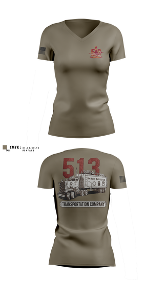 Womens Short Sleeve Vneck Shirt, 513th Transportation Company, Army, Teamtime, Team time, sublimation, custom sports apparel, team uniforms, spirit wear, spiritwear, sports uniforms, custom shirts, team store, custom team store, fundraiser sports, apparel fundraiser