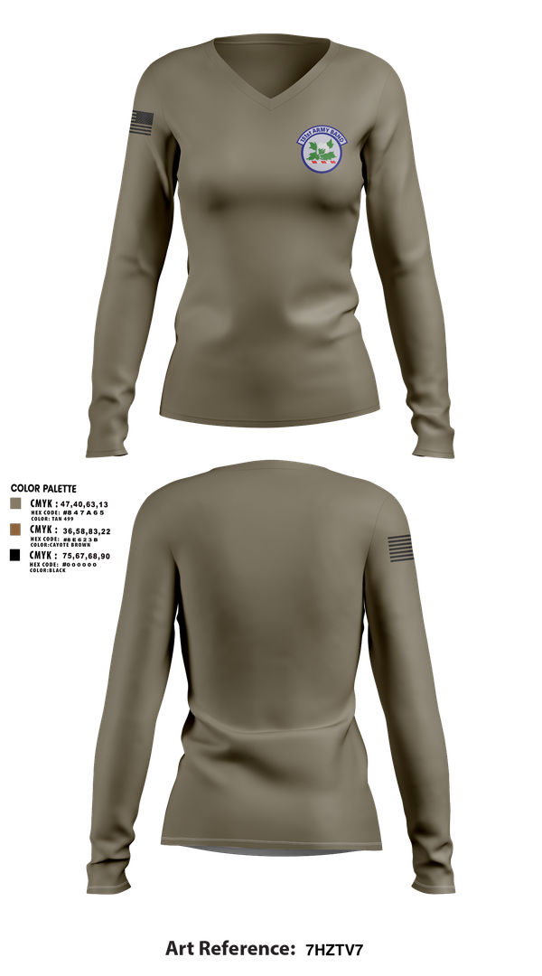 Womens Long Sleeve Vneck Shirt, 151st Army Band, , Teamtime, Team time, sublimation, custom sports apparel, team uniforms, spirit wear, spiritwear, sports uniforms, custom shirts, team store, custom team store, fundraiser sports, apparel fundraiser