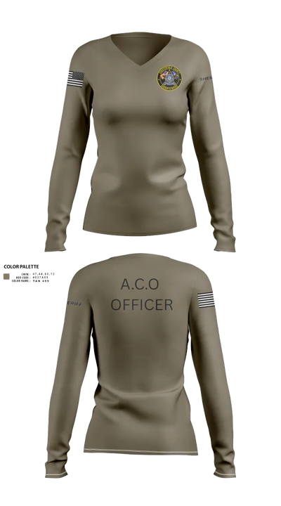CCSO/ACO2 27054733 Women's Long Sleeve V-neck Shirt - 23