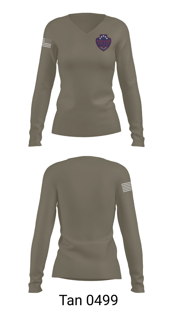 Womens Long Sleeve Vneck Shirt, Prairie du Chien Police Department, Police, Teamtime, Team time, sublimation, custom sports apparel, team uniforms, spirit wear, spiritwear, sports uniforms, custom shirts, team store, custom team store, fundraiser sports, apparel fundraiser