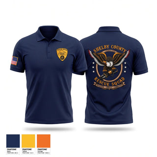 Short Sleeve Performance Polo, Shelby County Rescue Squad, Fire Department, Teamtime, Team time, sublimation, custom sports apparel, team uniforms, spirit wear, spiritwear, sports uniforms, custom shirts, team store, custom team store, fundraiser sports, apparel fundraiser