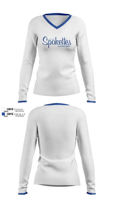 New Mexico Spokettes Racing Team 71010513 Women's Long Sleeve V-neck Shirt - 3