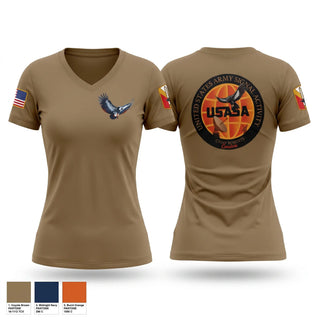 Womens Short Sleeve Vneck Shirt, USASA Camp Roberts, Army, Teamtime, Team time, sublimation, custom sports apparel, team uniforms, spirit wear, spiritwear, sports uniforms, custom shirts, team store, custom team store, fundraiser sports, apparel fundraiser
