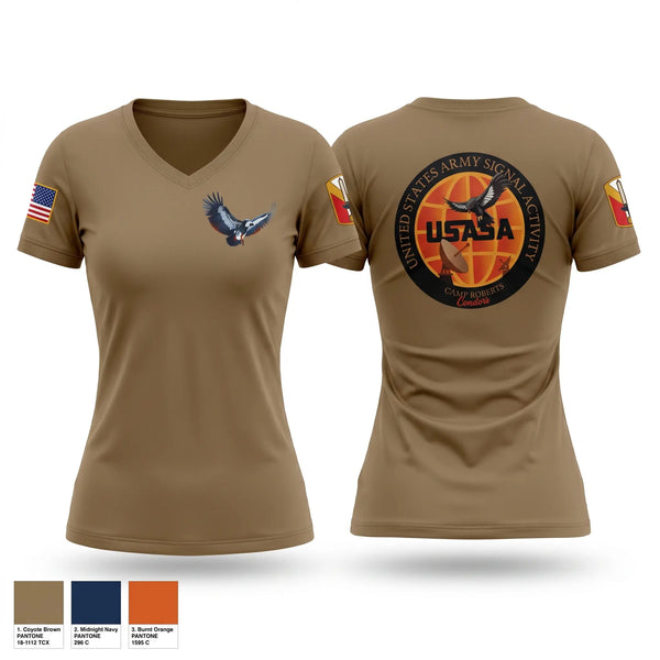 Womens Short Sleeve Vneck Shirt, USASA Camp Roberts, Army, Teamtime, Team time, sublimation, custom sports apparel, team uniforms, spirit wear, spiritwear, sports uniforms, custom shirts, team store, custom team store, fundraiser sports, apparel fundraiser