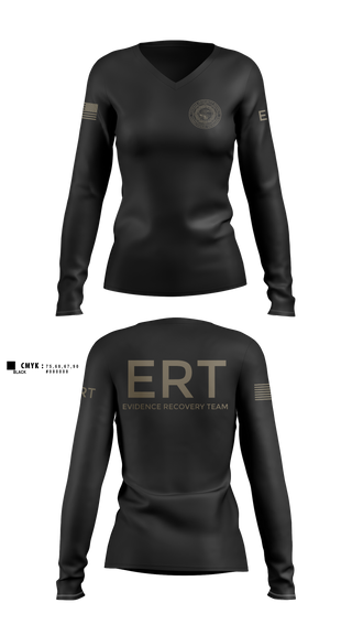Womens Long Sleeve Vneck Shirt, Evidence Recovery Team, Police, Teamtime, Team time, sublimation, custom sports apparel, team uniforms, spirit wear, spiritwear, sports uniforms, custom shirts, team store, custom team store, fundraiser sports, apparel fundraiser