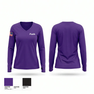 Womens Long Sleeve Vneck Shirt, Fuels, Navy, Teamtime, Team time, sublimation, custom sports apparel, team uniforms, spirit wear, spiritwear, sports uniforms, custom shirts, team store, custom team store, fundraiser sports, apparel fundraiser