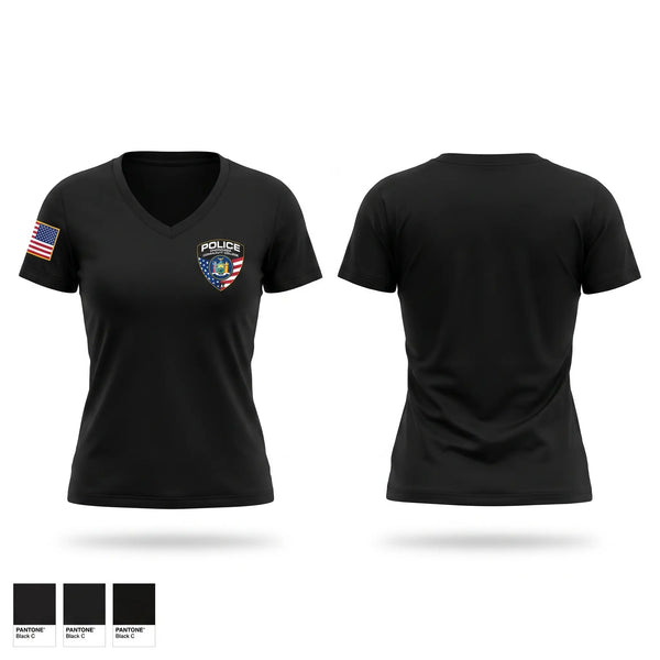 Womens Short Sleeve Vneck Shirt, Onondaga Community College Campus Police, Police, Teamtime, Team time, sublimation, custom sports apparel, team uniforms, spirit wear, spiritwear, sports uniforms, custom shirts, team store, custom team store, fundraiser sports, apparel fundraiser
