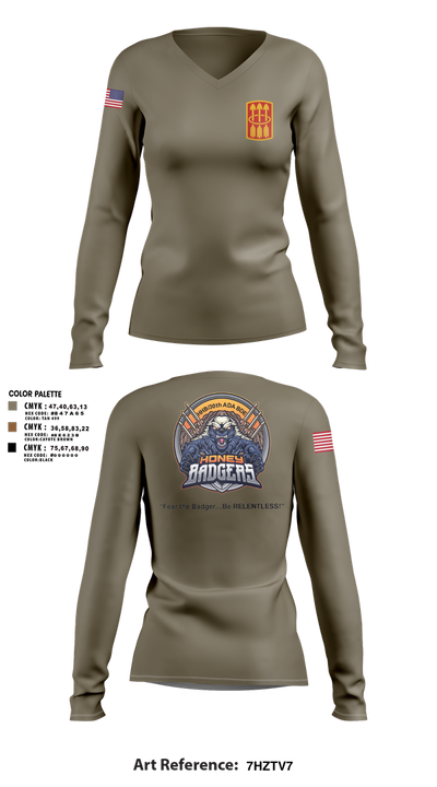 Honey Badgers / 30X 25750949 Women's Long Sleeve V-neck Shirt - 1