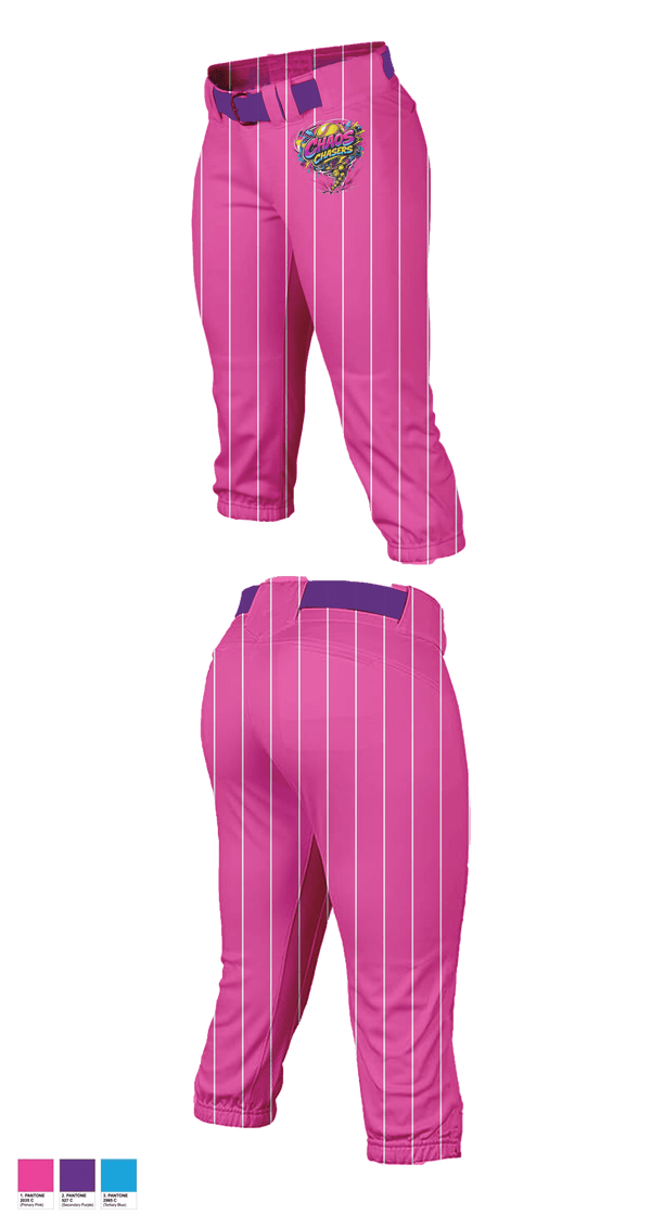 Softball Pants, Chaos Chasers, Softball, Teamtime, Team time, sublimation, custom sports apparel, team uniforms, spirit wear, spiritwear, sports uniforms, custom shirts, team store, custom team store, fundraiser sports, apparel fundraiser