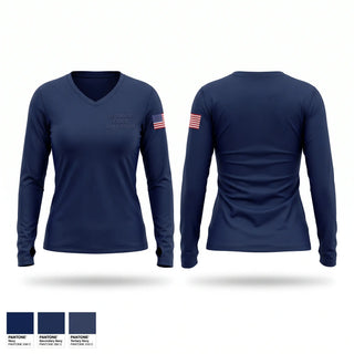 Womens Long Sleeve Vneck Shirt, Brookline Police Department, Police, Teamtime, Team time, sublimation, custom sports apparel, team uniforms, spirit wear, spiritwear, sports uniforms, custom shirts, team store, custom team store, fundraiser sports, apparel fundraiser