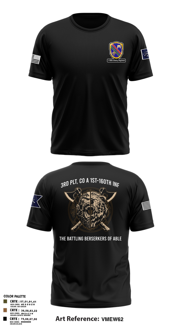 Short Sleeve Performance Shirt, Co A, 1st-160th INF, 79th IBCT, , Teamtime, Team time, sublimation, custom sports apparel, team uniforms, spirit wear, spiritwear, sports uniforms, custom shirts, team store, custom team store, fundraiser sports, apparel fundraiser