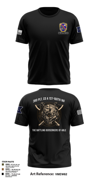 Old School Cotton Feel Shirt, Co A, 1st-160th INF, 79th IBCT, , Teamtime, Team time, sublimation, custom sports apparel, team uniforms, spirit wear, spiritwear, sports uniforms, custom shirts, team store, custom team store, fundraiser sports, apparel fundraiser