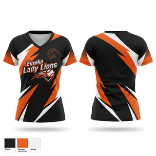 Womens Short Sleeve Vneck Shirt, Eureka Lady Lions Softball, Softball, Teamtime, Team time, sublimation, custom sports apparel, team uniforms, spirit wear, spiritwear, sports uniforms, custom shirts, team store, custom team store, fundraiser sports, apparel fundraiser