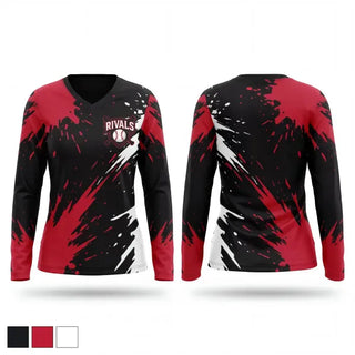 Womens Long Sleeve Vneck Shirt, Rivals Baseball, Baseball, Teamtime, Team time, sublimation, custom sports apparel, team uniforms, spirit wear, spiritwear, sports uniforms, custom shirts, team store, custom team store, fundraiser sports, apparel fundraiser