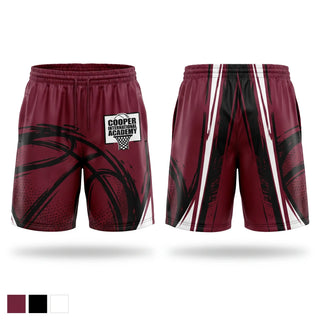 Mens Basketball Shorts, Cooper Academy, Men's Basketball, Teamtime, Team time, sublimation, custom sports apparel, team uniforms, spirit wear, spiritwear, sports uniforms, custom shirts, team store, custom team store, fundraiser sports, apparel fundraiser