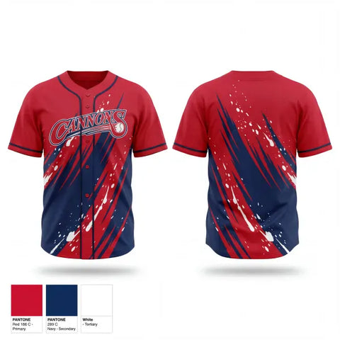 Full Button Baseball Jersey, Lemoore Cannons, Baseball, Teamtime, Team time, sublimation, custom sports apparel, team uniforms, spirit wear, spiritwear, sports uniforms, custom shirts, team store, custom team store, fundraiser sports, apparel fundraiser