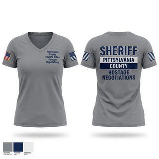 Womens Short Sleeve Vneck Shirt, Pittsylvania County Sheriff's Office Hostage Negotiations, Police, Teamtime, Team time, sublimation, custom sports apparel, team uniforms, spirit wear, spiritwear, sports uniforms, custom shirts, team store, custom team store, fundraiser sports, apparel fundraiser