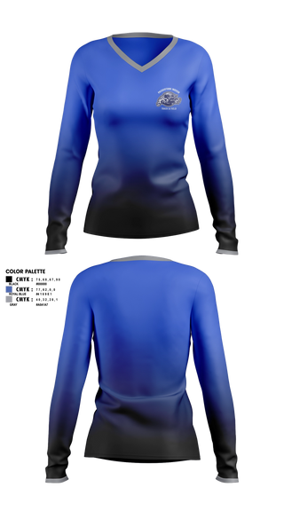 Womens Long Sleeve Vneck Shirt, Pasquotank County Panthers, Track & Field, Teamtime, Team time, sublimation, custom sports apparel, team uniforms, spirit wear, spiritwear, sports uniforms, custom shirts, team store, custom team store, fundraiser sports, apparel fundraiser