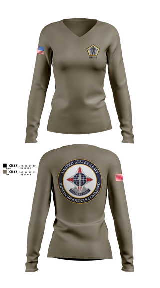 Womens Long Sleeve Vneck Shirt, HRC G3, Army, Teamtime, Team time, sublimation, custom sports apparel, team uniforms, spirit wear, spiritwear, sports uniforms, custom shirts, team store, custom team store, fundraiser sports, apparel fundraiser