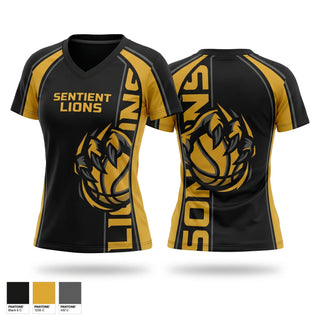 Womens Short Sleeve Vneck Shirt, Sentient lions, Baseball, Teamtime, Team time, sublimation, custom sports apparel, team uniforms, spirit wear, spiritwear, sports uniforms, custom shirts, team store, custom team store, fundraiser sports, apparel fundraiser
