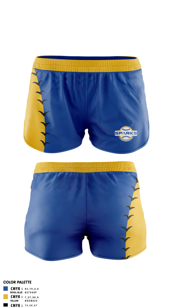 Womens Shorts, Santa Clara PAL Sparks, Softball, Teamtime, Team time, sublimation, custom sports apparel, team uniforms, spirit wear, spiritwear, sports uniforms, custom shirts, team store, custom team store, fundraiser sports, apparel fundraiser