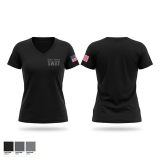 Womens Short Sleeve Vneck Shirt, Dodge County SWAT, Police, Teamtime, Team time, sublimation, custom sports apparel, team uniforms, spirit wear, spiritwear, sports uniforms, custom shirts, team store, custom team store, fundraiser sports, apparel fundraiser