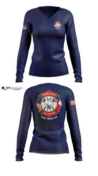 Womens Long Sleeve Vneck Shirt, Robstown Volunteer Fire Department, Fire Department, Teamtime, Team time, sublimation, custom sports apparel, team uniforms, spirit wear, spiritwear, sports uniforms, custom shirts, team store, custom team store, fundraiser sports, apparel fundraiser