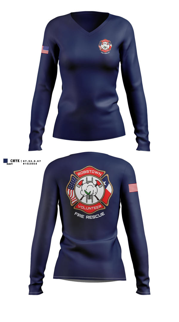 Womens Long Sleeve Vneck Shirt, Robstown Volunteer Fire Department, Fire Department, Teamtime, Team time, sublimation, custom sports apparel, team uniforms, spirit wear, spiritwear, sports uniforms, custom shirts, team store, custom team store, fundraiser sports, apparel fundraiser