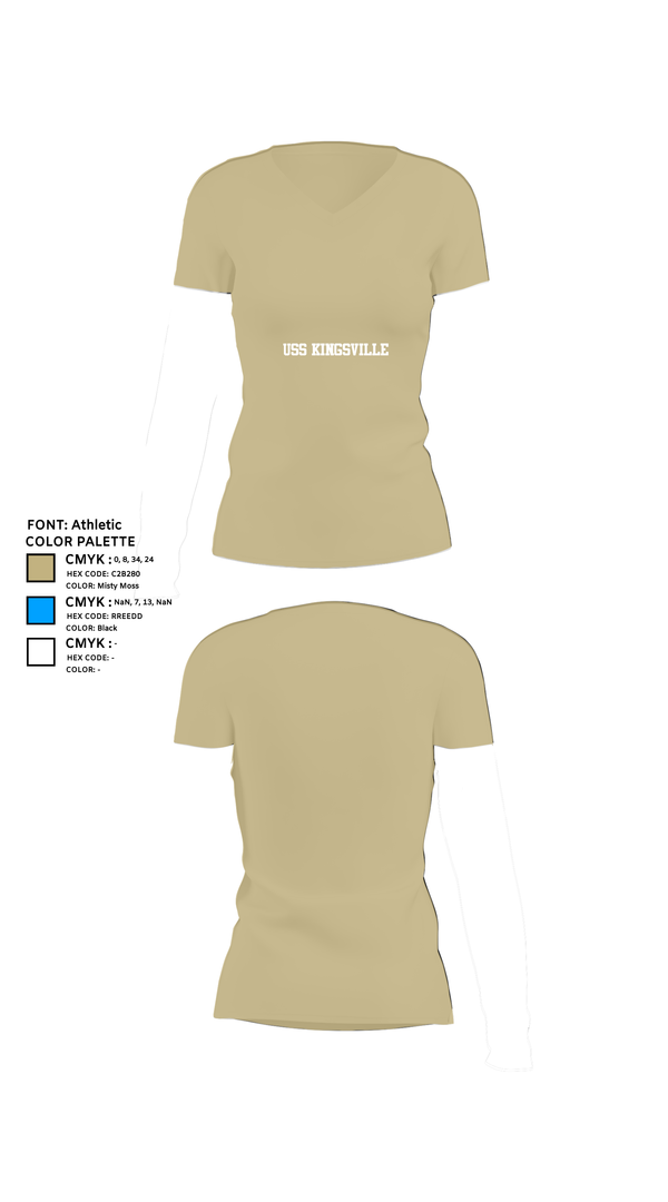 Womens Short Sleeve Vneck Shirt, USS KINGSVILLE, , Teamtime, Team time, sublimation, custom sports apparel, team uniforms, spirit wear, spiritwear, sports uniforms, custom shirts, team store, custom team store, fundraiser sports, apparel fundraiser
