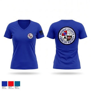 Womens Short Sleeve Vneck Shirt, Murray County Rescue Squad, Fire Department, Teamtime, Team time, sublimation, custom sports apparel, team uniforms, spirit wear, spiritwear, sports uniforms, custom shirts, team store, custom team store, fundraiser sports, apparel fundraiser